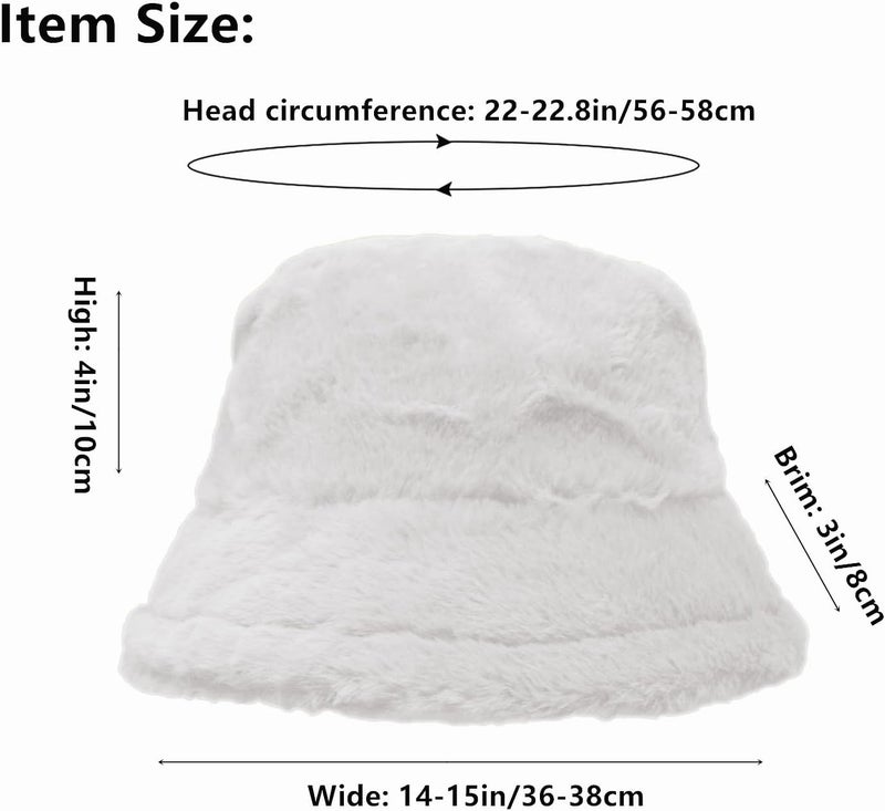 Glory Max Winter Fluffy Plush Bucket Hat Cozy Faux Fur Wide Brim Adjustable Size for Women - Image 5